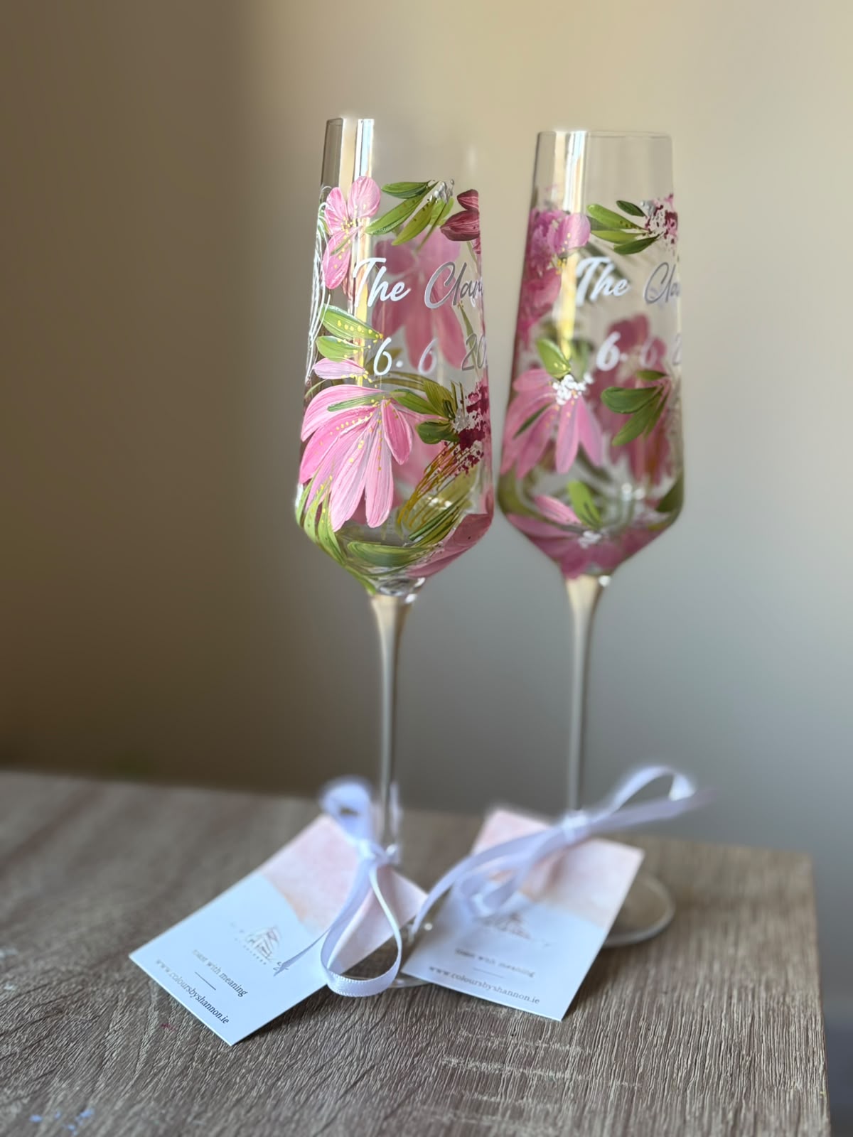 Hand-Painted Champagne Flute - Single