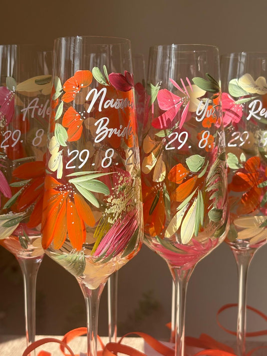 Hand-Painted Champagne Flute - Single