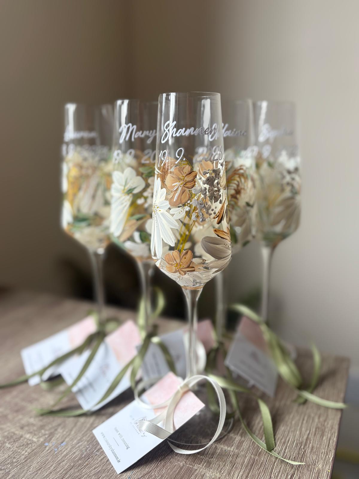 Hand-Painted Champagne Flute - Single