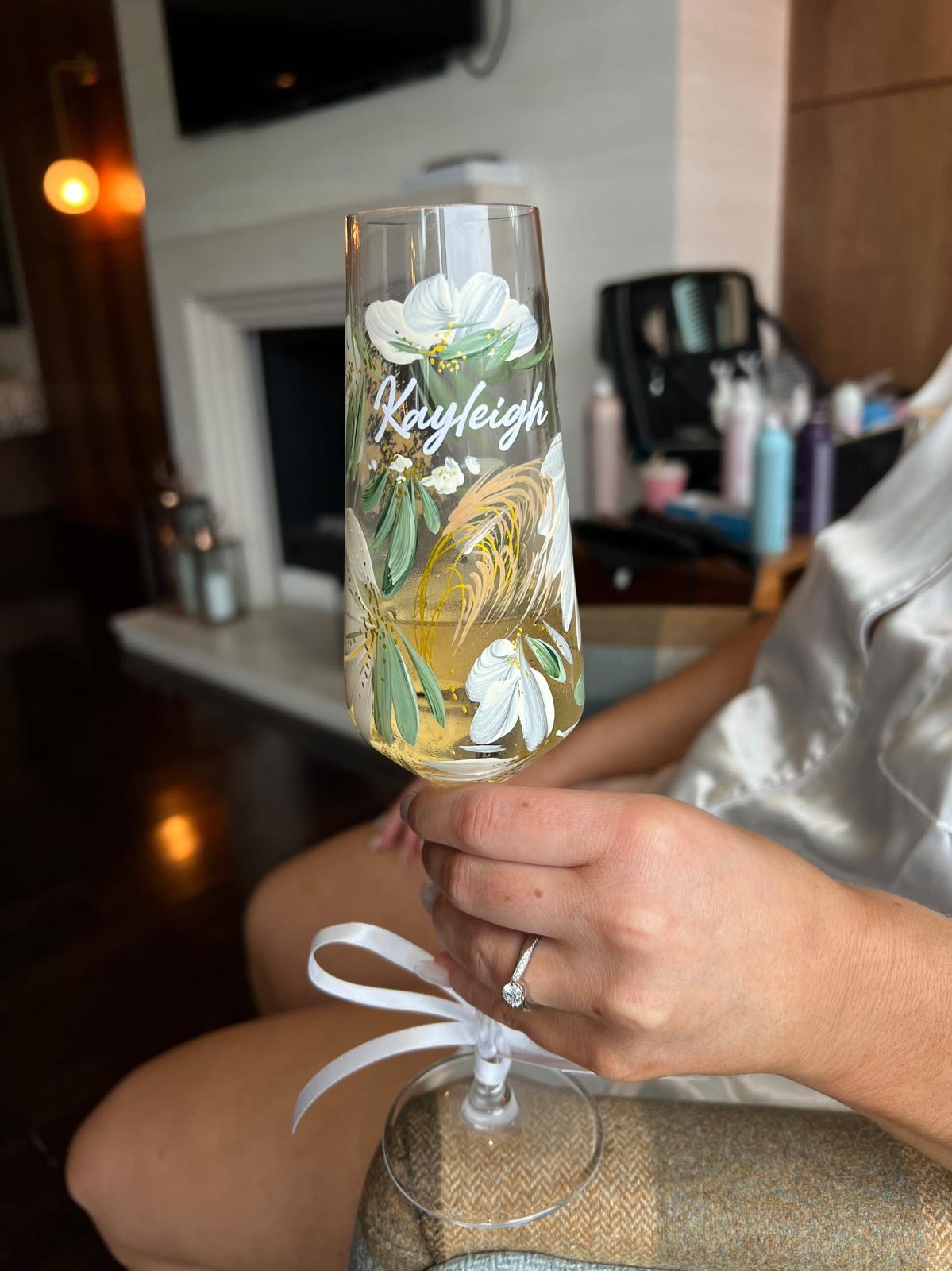 Hand-Painted Champagne Flute - Single