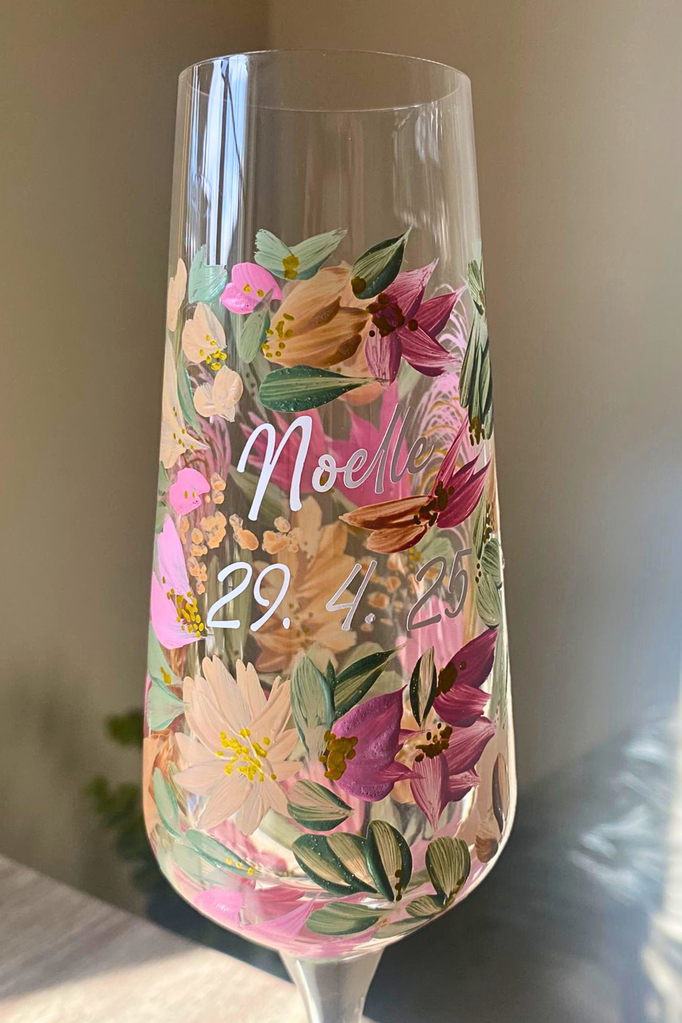 Hand-Painted Champagne Flute