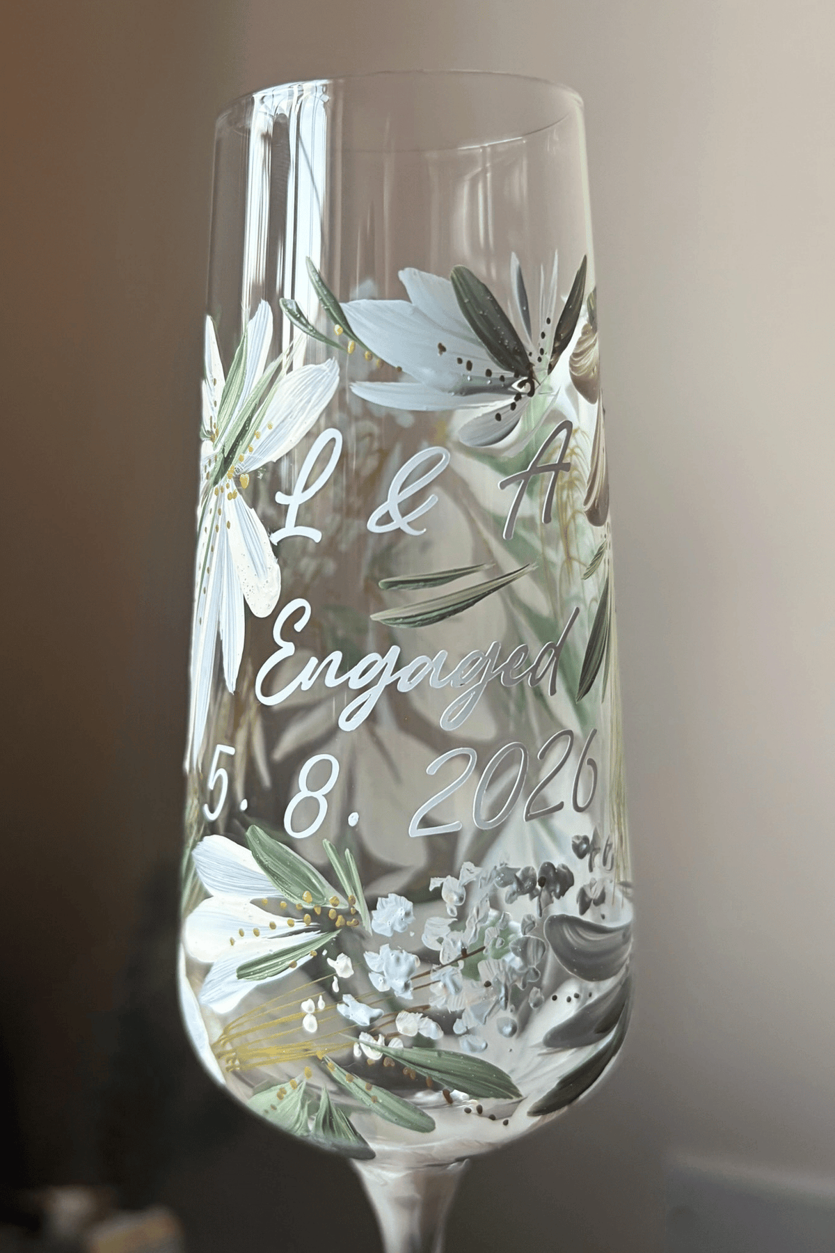 Hand-Painted Champagne Flute - Single