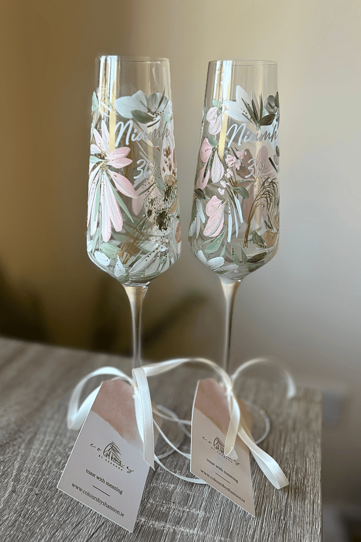 Hand-Painted Champagne Flute - Single