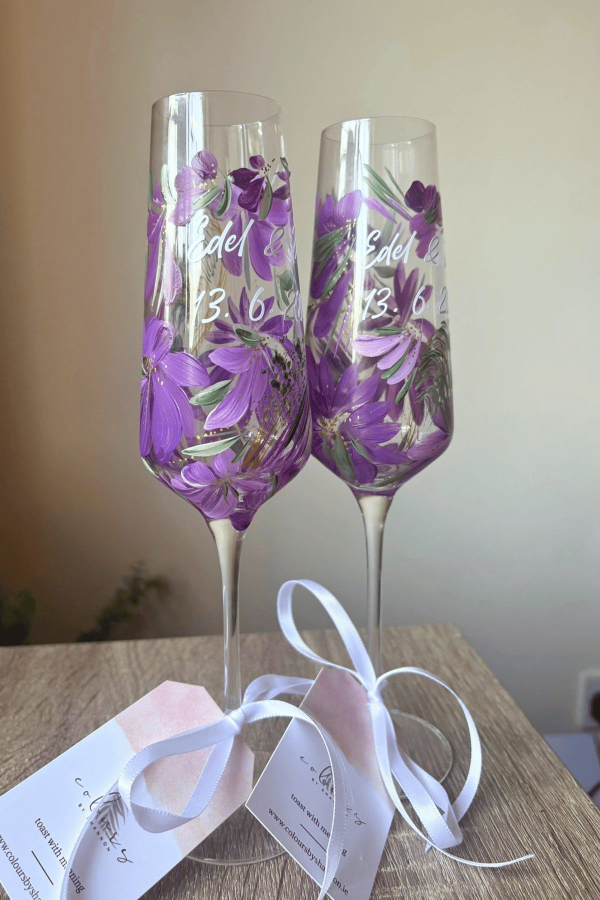 Hand-Painted Champagne Flute - Single