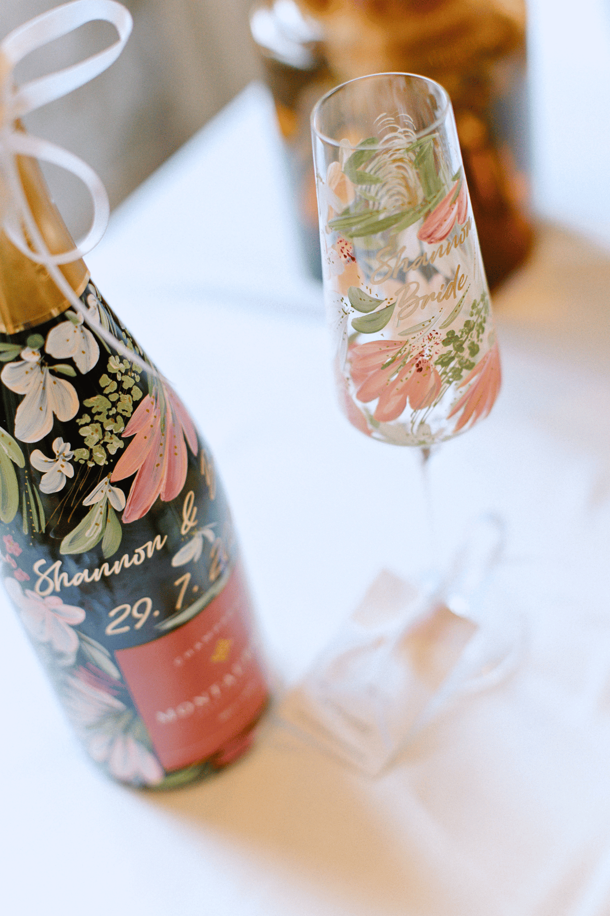 Hand-Painted Champagne Flute - Single